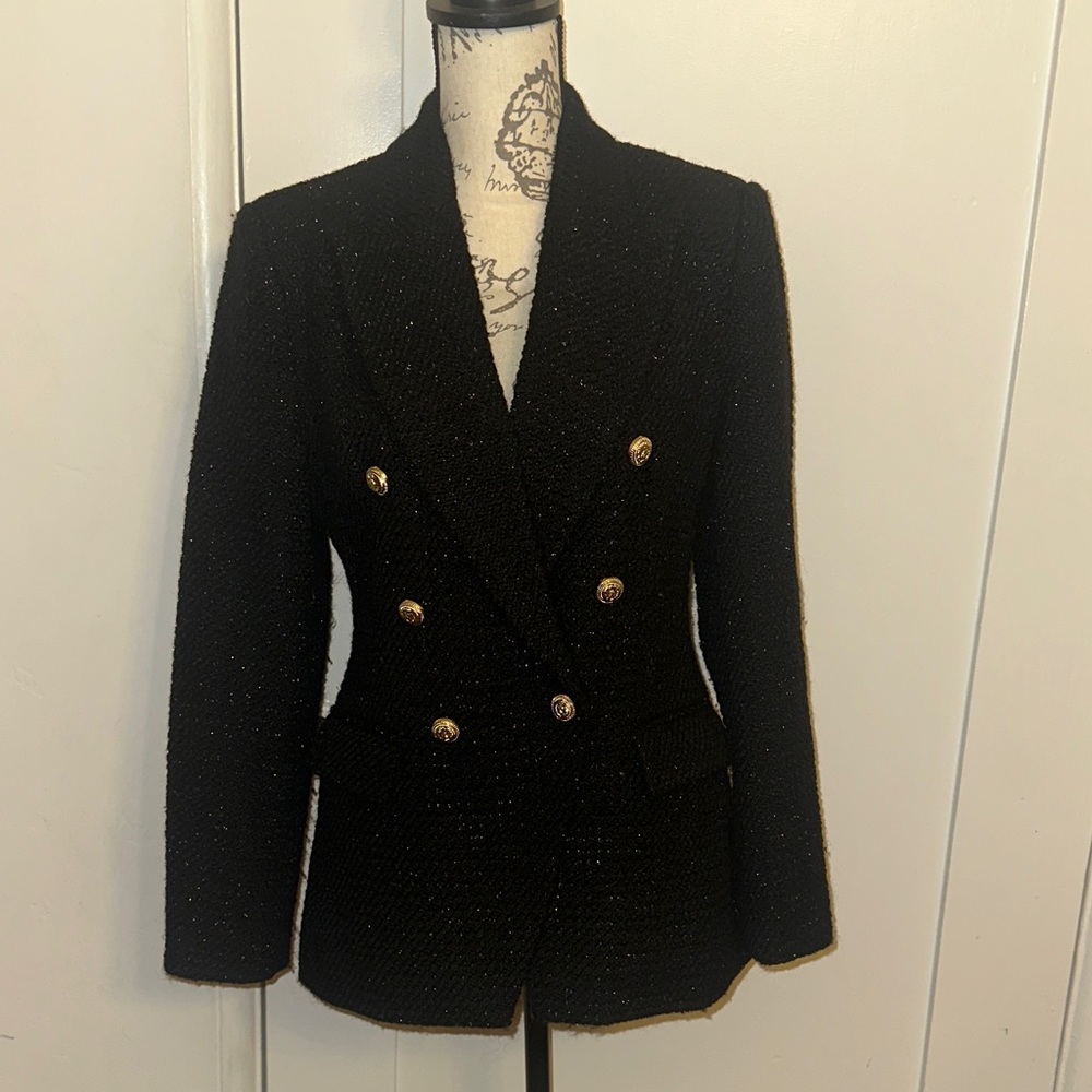 Zara Elegant Black Double-Breasted Women's Blazer